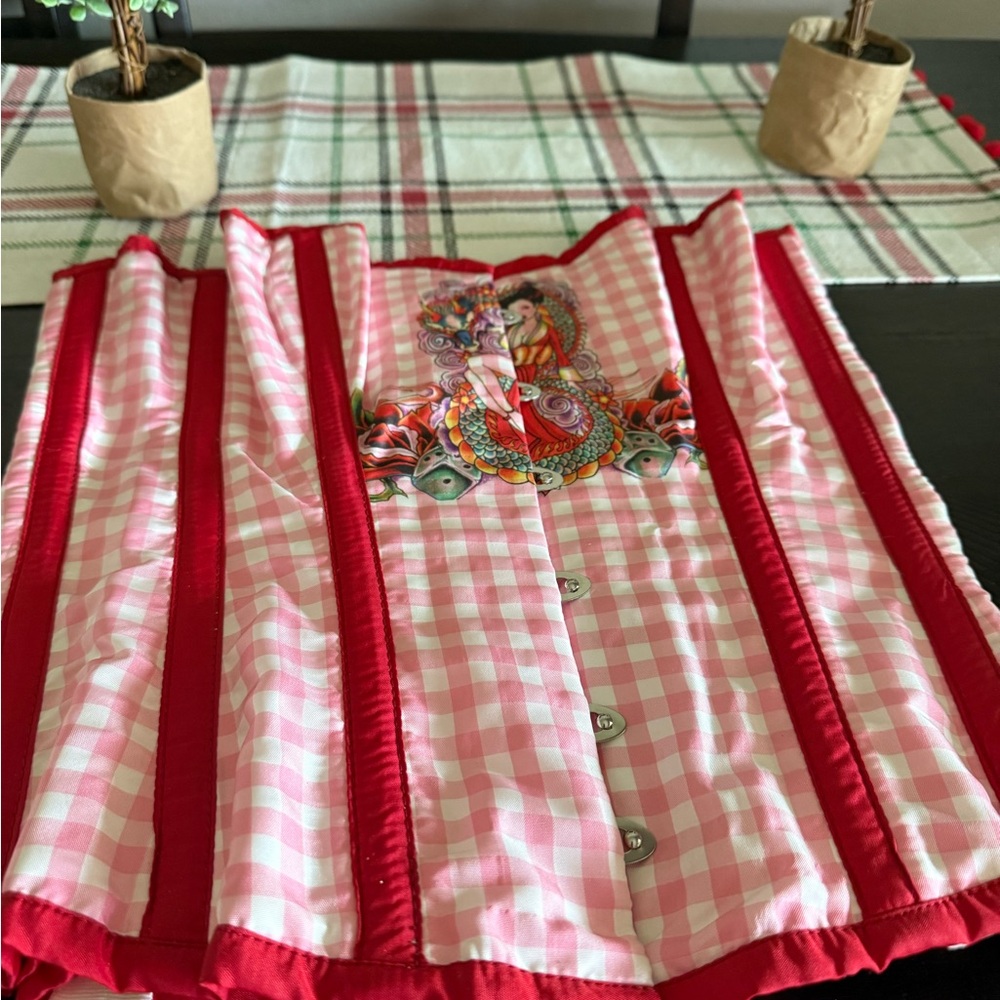 Burlesk Pink and White Checkered Corset